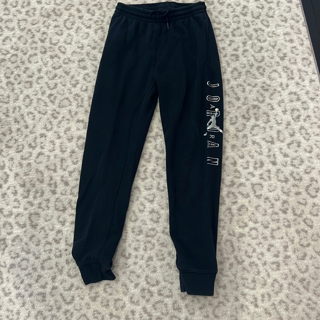 Black Sweatpants With Sliver Jordan Logo Kids Large